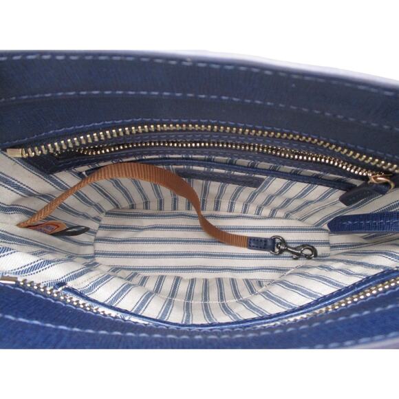 Dooney & Bourke Navy Blue Saffiano Leather Crossbody Bag Gold Trim - Picture 4 of 8